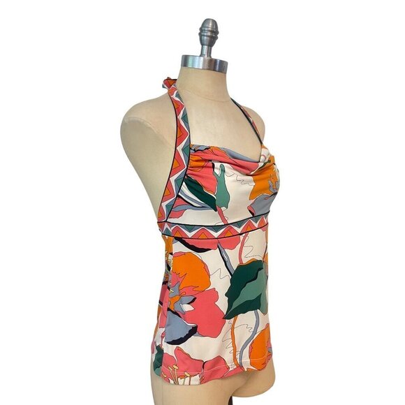 BCBGMAXAZRIA Floral Stretch Halter Top size small - Picture 2 of 5